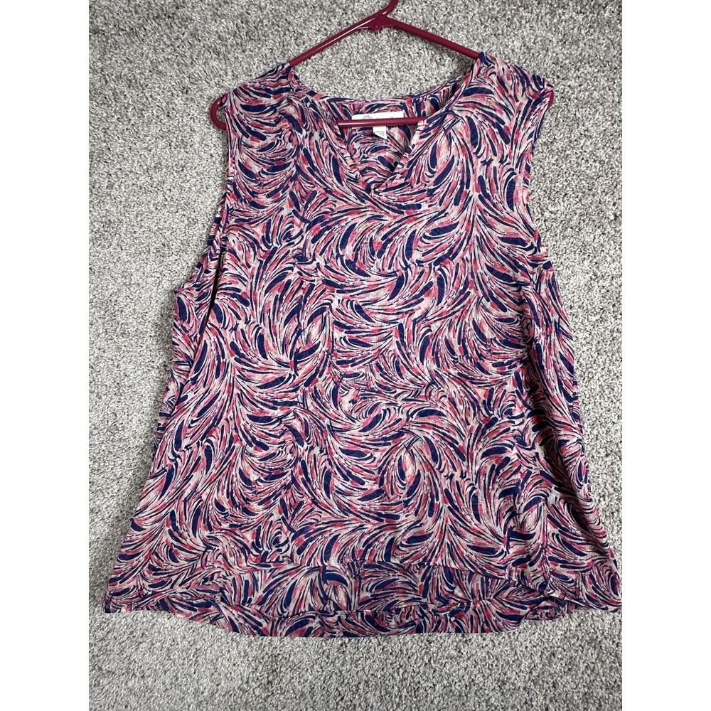 Cristina B Sleeveless Tunic Top Size L Dubarry Bubble Printed Double Layer Flowy